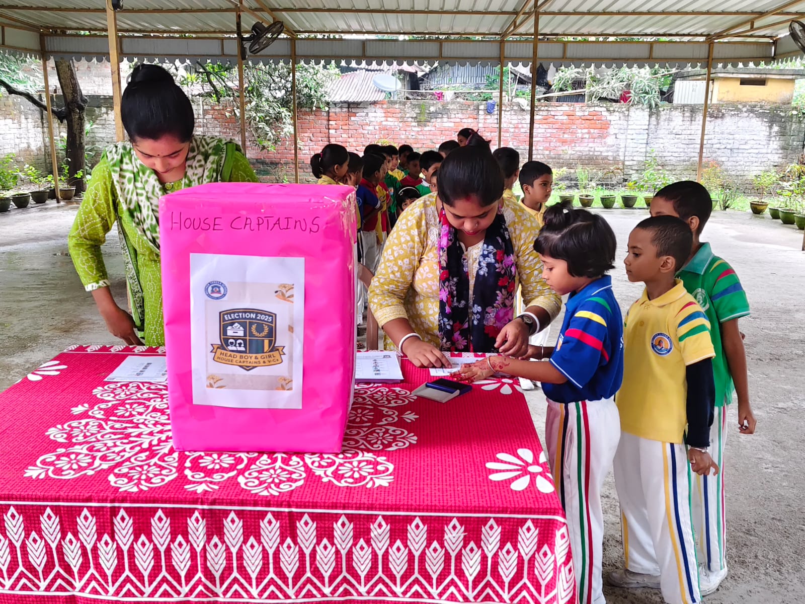 Election Registration Desk with Teacher and Student